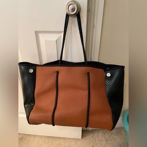Brown/Black Shoulder Bag with Clutch